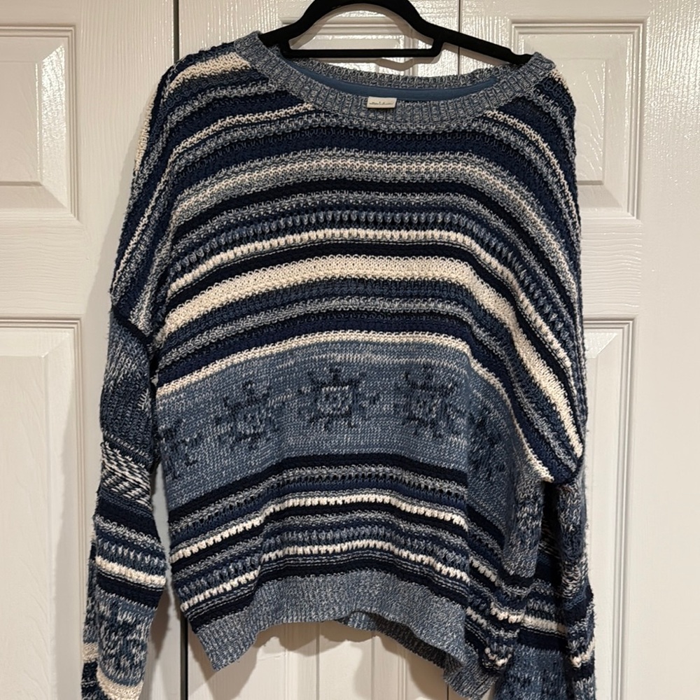 Striped Blue and White Women's Sweater